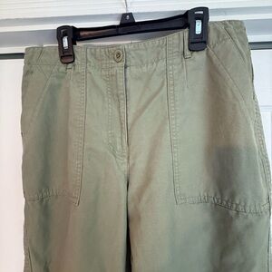 Talbots 10 Slim Cargo Pants Olive Green EUC